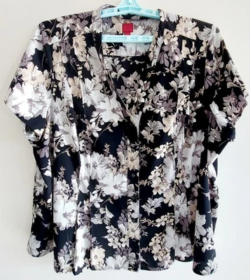 COLECCIÓN 212 Blusa Mujer 3X Estampado Negro y Gris Manga Gorra Foto 1 de 4