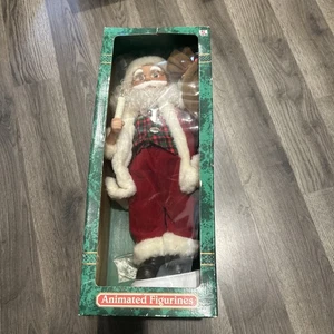 VINTAGE TRIM A HOME WEIHNACHTSMANN FIGUR MIT BEWEGUNGEN KERZE BATTERIE ANIMIERT - Bild 1 von 12