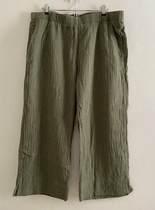 Coldwater Creek grüne Sommerbrise 100 % Baumwolle Gaze Überziehhose - Large - Bild 1 von 8