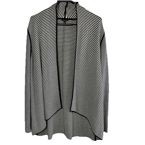 Talbot’s Women’s Black & White Striped Open Front Cardigan Sweater Size Medium - Picture 1 of 5
