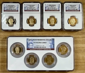 2007-S & 2008-S NGC PF70 Ultra Cameo Proof Presidential Dollar Proof Coin Set - Picture 1 of 11