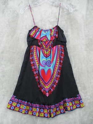 Voom Joy Han Dress  XS Babydoll Silk Festival Boho Ruffle Festival  Milkmaid Zip - Image 1 of 4