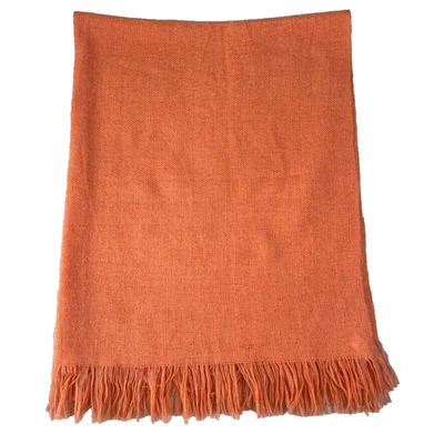 West Elm Throw Blanket Fringe Edge 50in x 60in Peach Color - Image 1 of 4