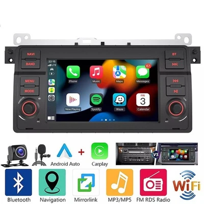 32G Carplay Android 14 Autoradio GPS Navi Für BMW E46 3er 318 320 325 M3 - Bild 1 von 4