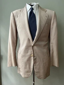 ENDLESS SUMMER Luigi Dalcuore Bespoke HandMade Beige Plaid POW Jacket Patch Pkt - Picture 1 of 11