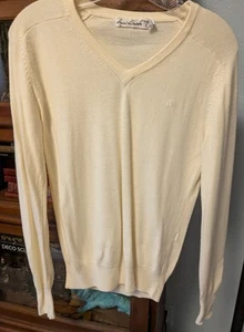 Vintage Gloria Vanderbilt Swan Acrylic Sweater Womens Size M Pastel Yellow - Picture 1 of 15