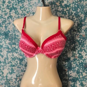 Victoria’s Secret gepolsterter BH mit perfekter Abdeckung Größe 34DD rosa rot Fair Isle Print - Bild 1 von 10
