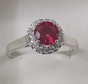 4.00Ct Round Cut Natural Ruby Diamond Real 18K White Gold Beautiful Ring - Picture 1 of 11