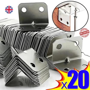 20x Stainless Steel L-Shape Corner Brace Bracket Furniture Repair Connector - Picture 1 of 7