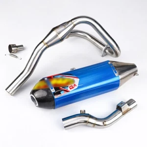 FULL SYSTEM RACING PIPE KIT STAINLESS STEEL CARBON BLUE FOR KAWASAKI KLX 230 - Picture 1 of 8