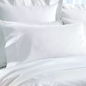 Cuddledown 400 TC Pair of King Pillowcases Solid White 100% Cotton Sateen - Picture 1 of 7