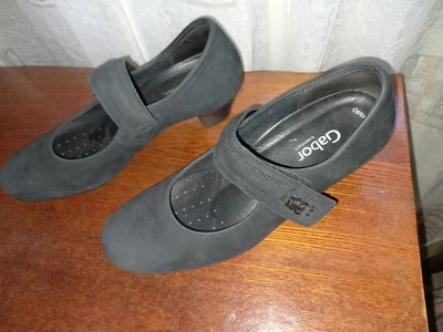 GABOR Comfort Negro Gamuza Bloque Zapatos Tacones Talla UK 6.5 US 9 Foto 1 de 4