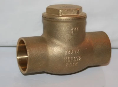 1" Solder Bronze Swing Check Valve 200# WOG Lead Free Stockham LFB-309C - Image 1 of 3
