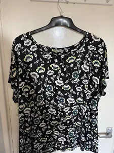 TU Size 22 Short Sleeved Black With Floral Pattern Top Plus Size - Picture 1 of 5