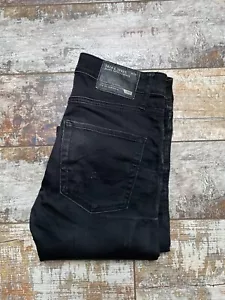 Pantalones de mezclilla Jack & Jones/Glenn para hombre ajustados elásticos negros con botones talla W30/L34 - Imagen 1 de 6