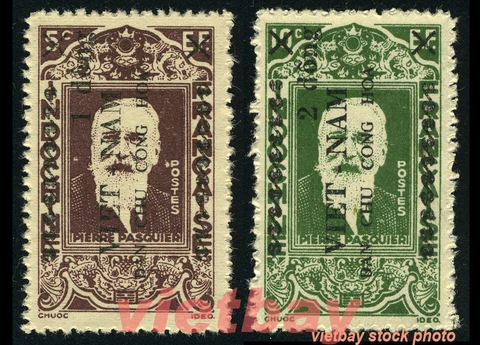 NORTH VIETNAM 1945-1946 Viet Minh Overprinted on Indochina 1L34-1L35 MNH NGAI Cover