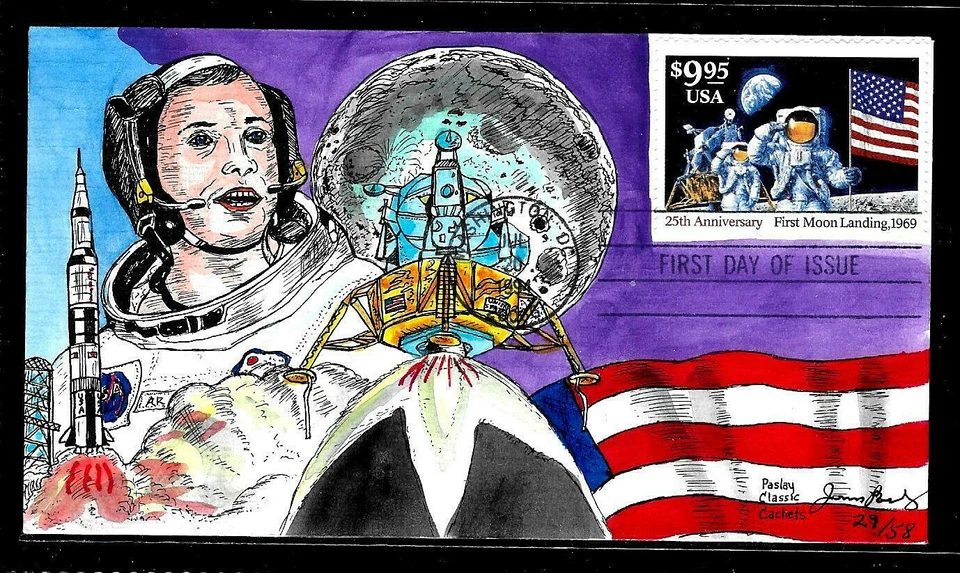 2842 $9.95 Express Mail (1994) FIRST MOON LANDING FDC HD/HP BY JAMES B. PASLAY - Image 1 of 1