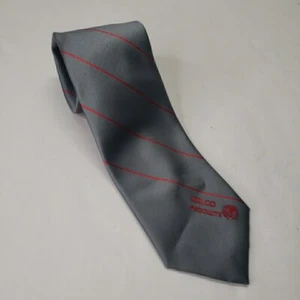 Vintage Givenchy Monsieur Neck Tie Mens Striped Gray/Red Embroidered Delco USA - Picture 1 of 9