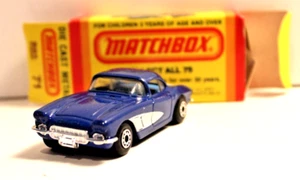 MATCHBOX LESNEY MB71 '52 BLUE CORVETTE 5 ARCH SILVER WHEELS NOS VINTAGE 1982 - Picture 1 of 10