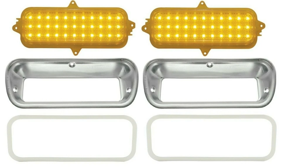 Juego de lámpara de estacionamiento LED, bisel, juntas LED intermitente 1960-66 camioneta Chevy United Pacific Foto 1 de 4
