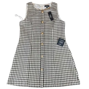 Nuevo con etiquetas Vestido Lulus SKU# 611 269 Pata de Gallo Botón Frontal Cambio Grande - Imagen 1 de 8