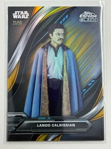 2024 Topps Chrome Black Star Wars Lando Calrissian 21/50 Gold Refractor #46 - Foto 1 di 3