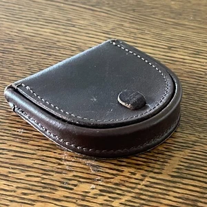 Vintage Brown Leather Horseshoe Coin Purse – 3.5" Change Holder Wallet Retro EDU - Picture 1 of 9