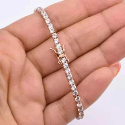 Brazalete de tenis para hombre de oro rosa de 14 k con diamantes naturales de corte redondo certificado GH/VS Foto 1 de 4