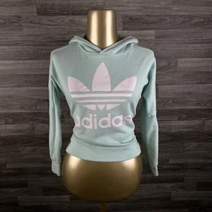 ADIDAS Graphic Print Mint Green Pullover Hooded Sweatshirt Girl's Size Small - Picture 1 of 13