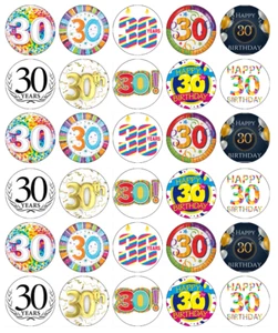 30th Birthday x 30 Cupcake Toppers Edible Wafer Paper Fairy Cake Toppers - Picture 1 of 3