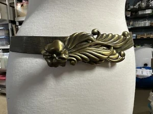 Lauren J Ltd Limited Brass Buckle Leaf adjustable Green Snakeskin belt - Picture 1 of 5