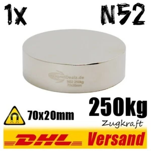 Neodym Power Magnet 70x20mm 250kg Zugkraft N52 starker Permanentmagnet Scheibe - Bild 1 von 2