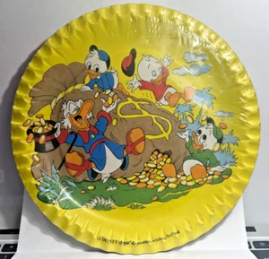 VINTAGE DISNEY DUCK TALES UNCLE SCROOGE & NEPHEWS 10 PAPER PLATES 23cm NIP - Picture 1 of 4