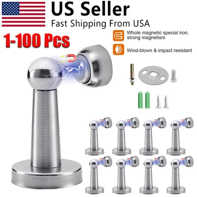Magnetic Door Stop Holder Home Safety Stopper Guard Office Fitting Screws Catch - Image 1 of 4