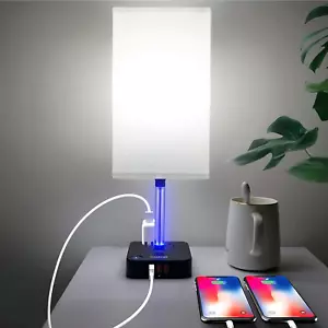 3 Way Dimmable Touch Bedside Table Lamp with 3 USB Charging Ports 2 Power Strip - Picture 1 of 7