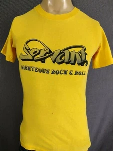 SERVANT Righteous Rock & Roll Vintage T Shirt Yellow Small Cotton Belton USA - Picture 1 of 6