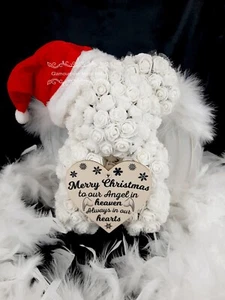 Handmade Santa Christmas Angel Heaven Rose Bear Memorial Graveside Memory Baby - Picture 1 of 6