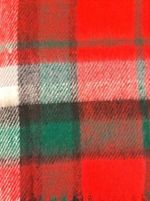 Manta de Colección Tennessee Woolen Mills Acrílico Virgen Flecos Rojo Verde Nueva Sin Etiquetas Foto 1 de 4