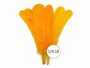1/4 Lb. Golden Yellow Turkey Tom Rounds Secondary Wing Quill Wholesale Feathers - Picture 1 of 7
