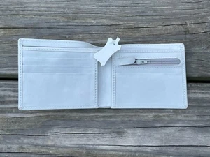 White Card Holder Genuine Leather Card Holder Bifold Men Handmade Purse - Picture 1 of 10