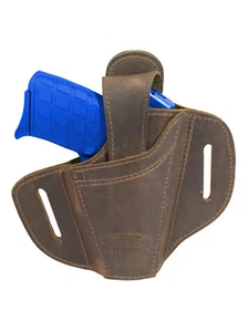 New Barsony Ambidextrous Brown Leather Pancake Holster 380 Ultra Compact 9mm 40 - Picture 1 of 9