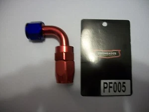 PRO HEADER REUSABLE SWIVEL HOSE ENDS-90°, AN-8, POLISHED, RED/BLUE FITTING PF005 - Bild 1 von 2