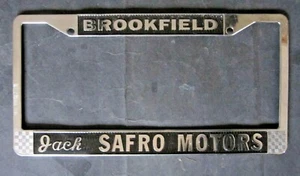 CHROME METAL LICENSE PLATE FRAME FOR JACK SAFRO MOTORS BROOKFIELD WISCONSIN - Picture 1 of 1