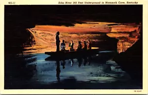 Echo River 360 feet underground in Mammoth Cave KENTUCKY LINEN POSTCARD B8 - Picture 1 of 2