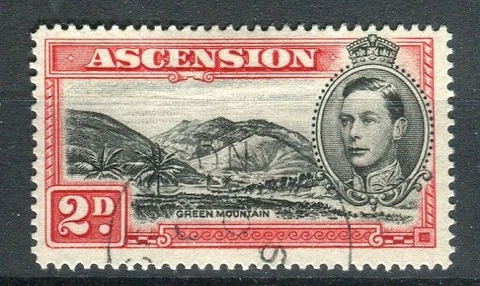 Ascension KGVI 1938-53 2d black & scarlet p14 SG41c fine used Cover