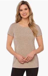 REKUCCI Women's Perfectly Soft Fitted S/S T Shirt Scoop Neck Sz XS Latte (Beige) - Picture 1 of 3