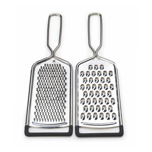 VeliToy Stainless Steel No Skid Bottom Flat Grater Handheld Garlic Grater  Kitchen Gadget for Ginger Soft Handle(Bent Feet,Small Hole) 