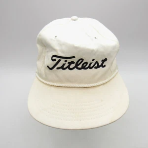 Titleist Mütze Kappe weiß Lederriemen Seil Texace Vintage einige Flecken siehe Fotos - Bild 1 von 15