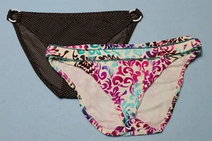 NEW 2 Lot Bikini Bottoms White Fuchsia Purple Teal Brown Small See Measurements* - Picture 1 of 8