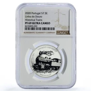 Portugal 7,5 euro Linha Douro Ibero-American Trains PF69 NGC silver coin 2020 - Picture 1 of 2